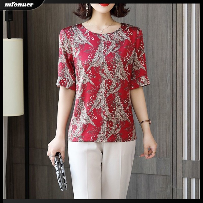 Áo Thun Nữ Tay Ngắn Cổ Tròn Dáng Rộng In Hình Thời Trang