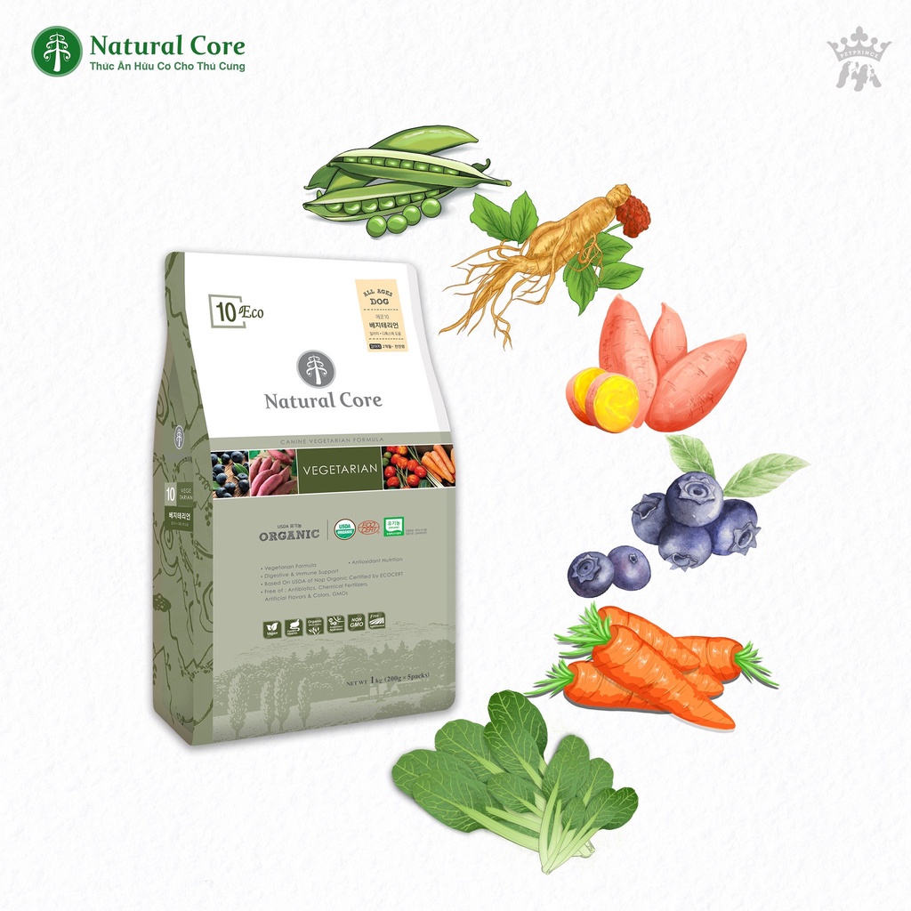 NATURAL CORE VEGETARIAN - HẠT CHAY CHO THÚ CƯNG Bao 6kg