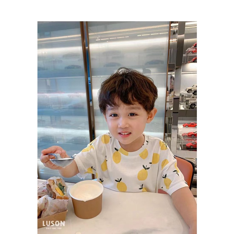 Bộ Đồ Ngủ Tay Ngắn Dáng Rộng 90-140CM Bằng Vải Lụa Mát Thời Trang Mùa Hè Dành Cho Bé Trai Gái