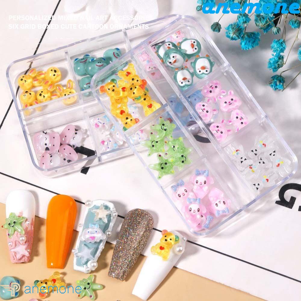 Phụ Kiện Trang Trí Móng Tay Bằng Resin Hình Gấu / Thỏ Hoạt Hình Xinh Xắn