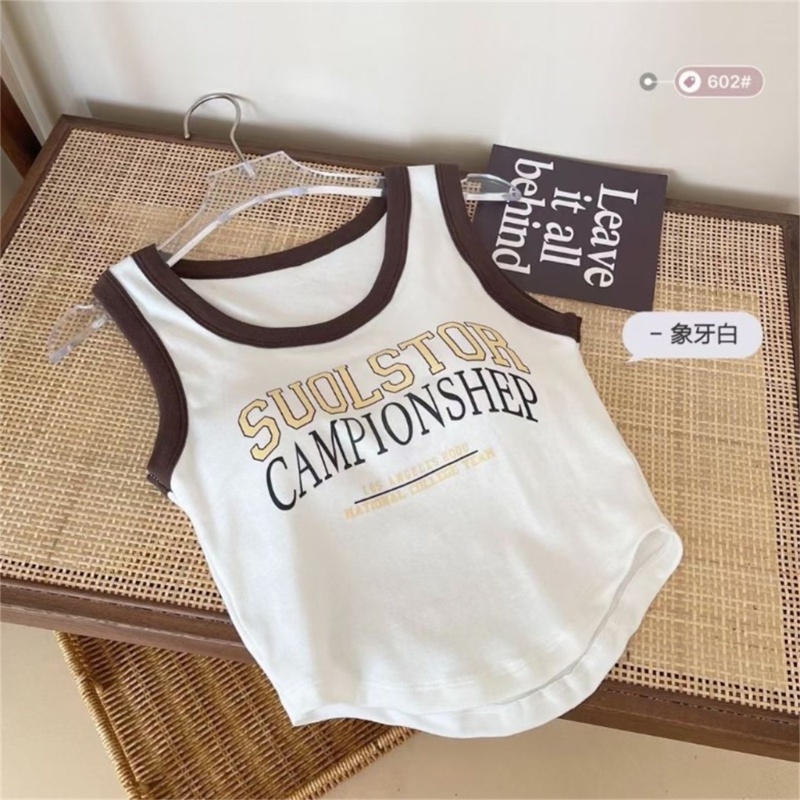 Áo Croptop Sát Nách Dáng Ôm In Chữ Phối Khối Màu Phong Cách Harajuku Thời Trang Mùa Hè Cho Nữ