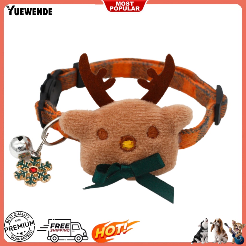 Vòng Cổ Vải Gắn Chuông Hình Tuần Lộc Cho Thú Cưng