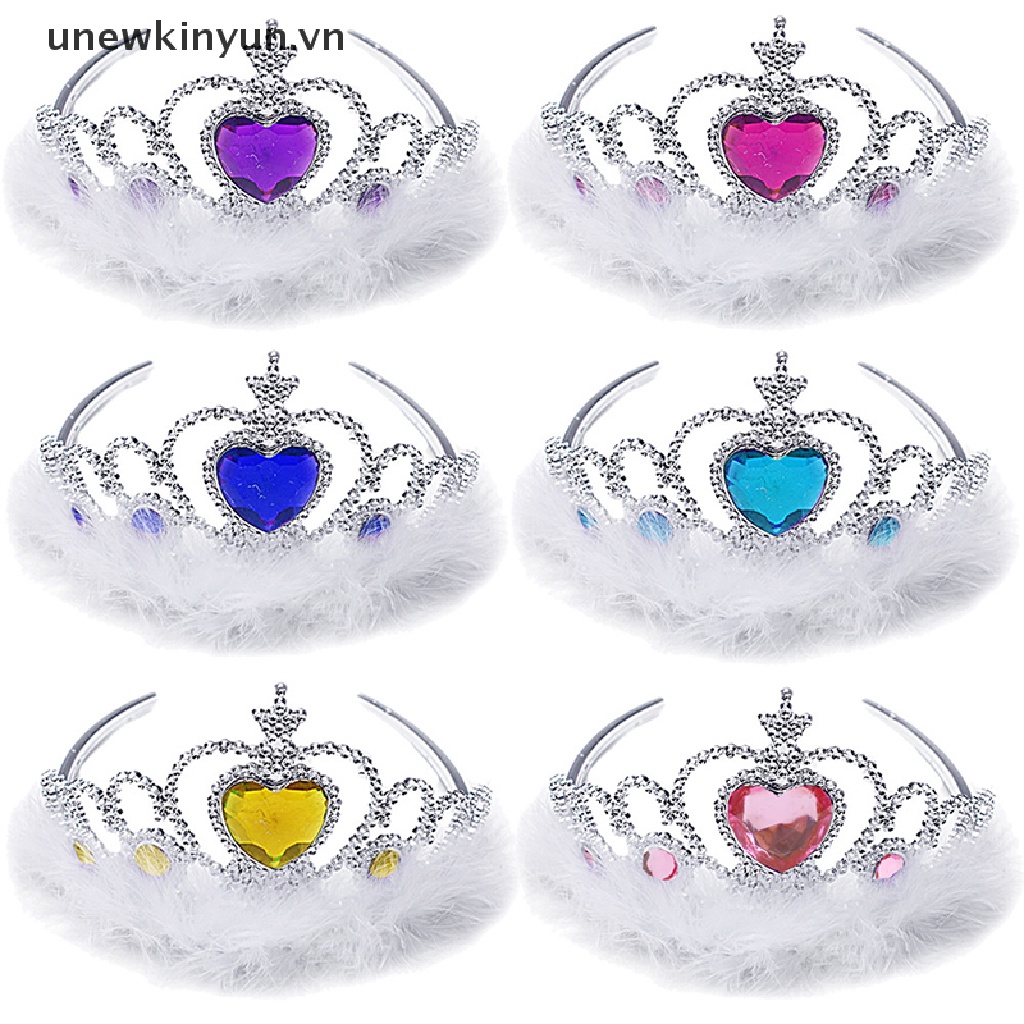 Băng Đô Cài Tóc Hình Vương Miện Phối Lông Vũ Hóa Trang Công Chúa