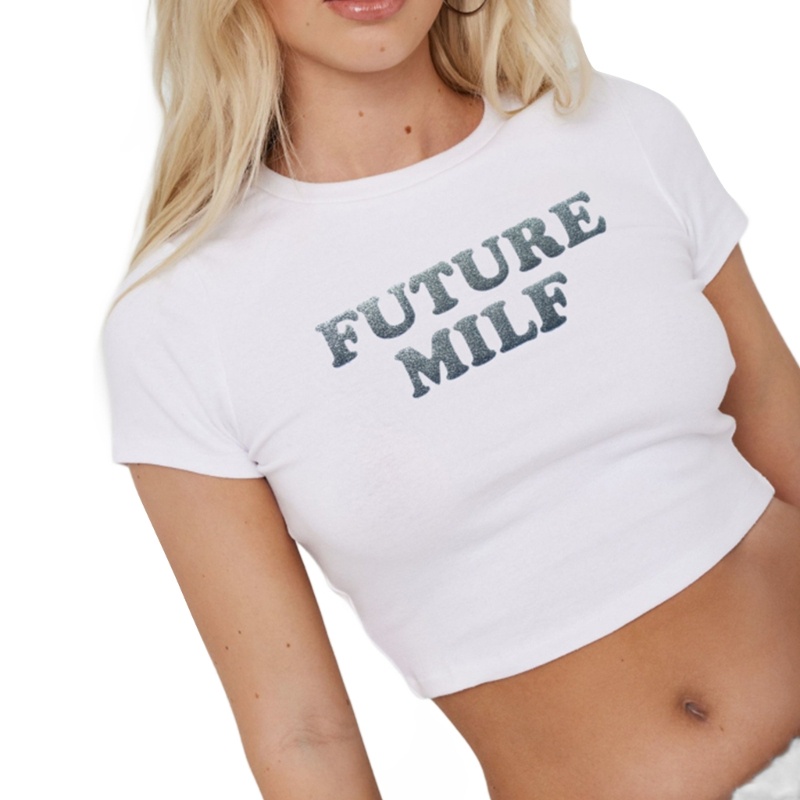 Áo Thun Tay Ngắn In Chữ ONERI Hot Girls Y2k