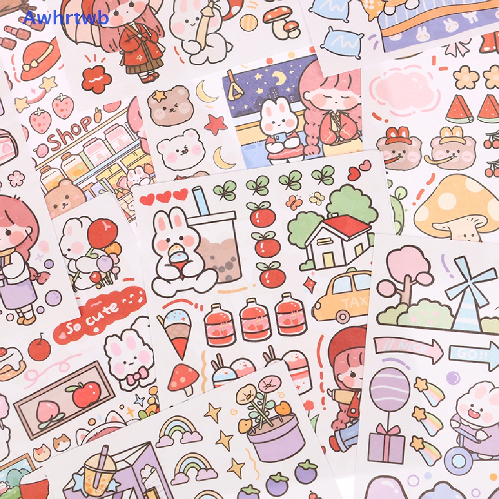 Set 50 Tấm Sticker Dán Trang Trí Sổ Tay Diy Hình Cô Gái Và Động Vật Dễ Thương Mới
