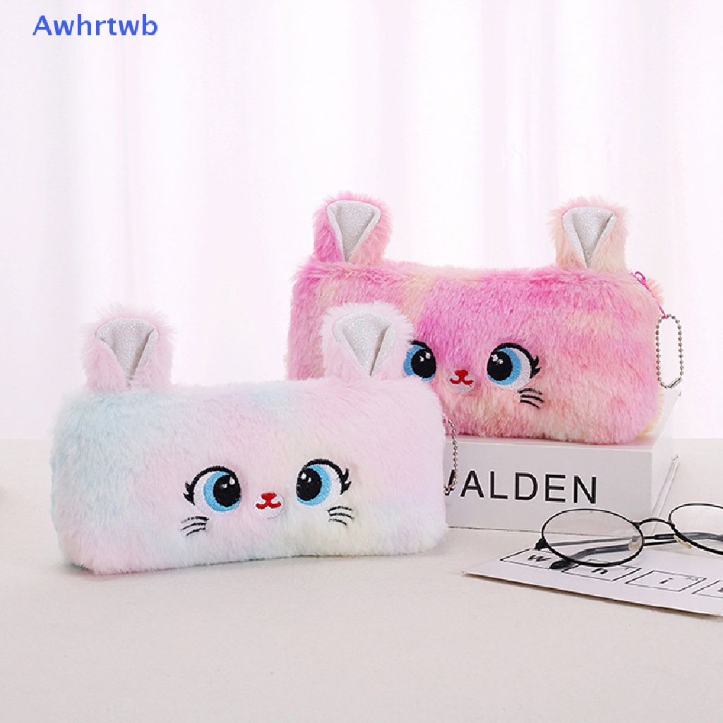 Bóp Viết Lông Nhung Hình Mèo Hoạt Hình Dễ Thương Sức Chứa Lớn Có Khóa Kéo Mới