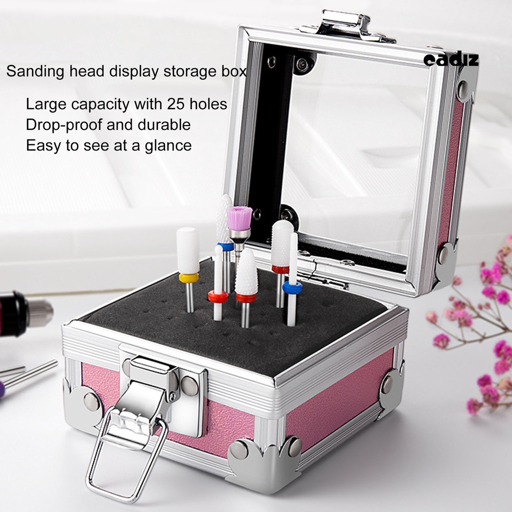 Giá Đỡ Mũi Khoan Móng Tay 25 Ngăn Trong Suốt Chống Rơi Tiện Dụng Cho Salon