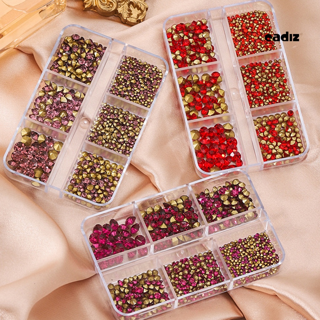 1 Hộp Đá 6 Ngăn Đựng Phụ Kiện Trang Trí Móng Tay Chống Nước Chống Oxy Hóa
