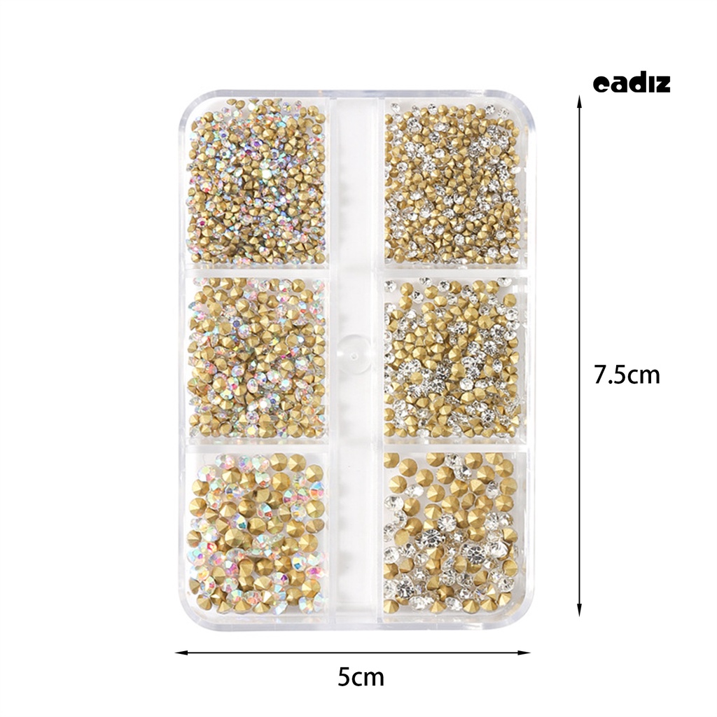 1 Hộp Đá 6 Ngăn Đựng Phụ Kiện Trang Trí Móng Tay Chống Nước Chống Oxy Hóa