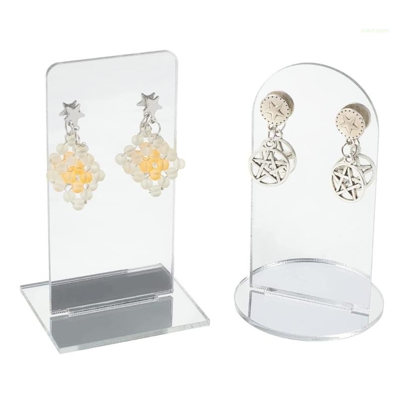 Set 4 Giá Đỡ Trưng Bày Bông Tai 2 Lỗ Hình Chữ Nhật Bằng Acrylic