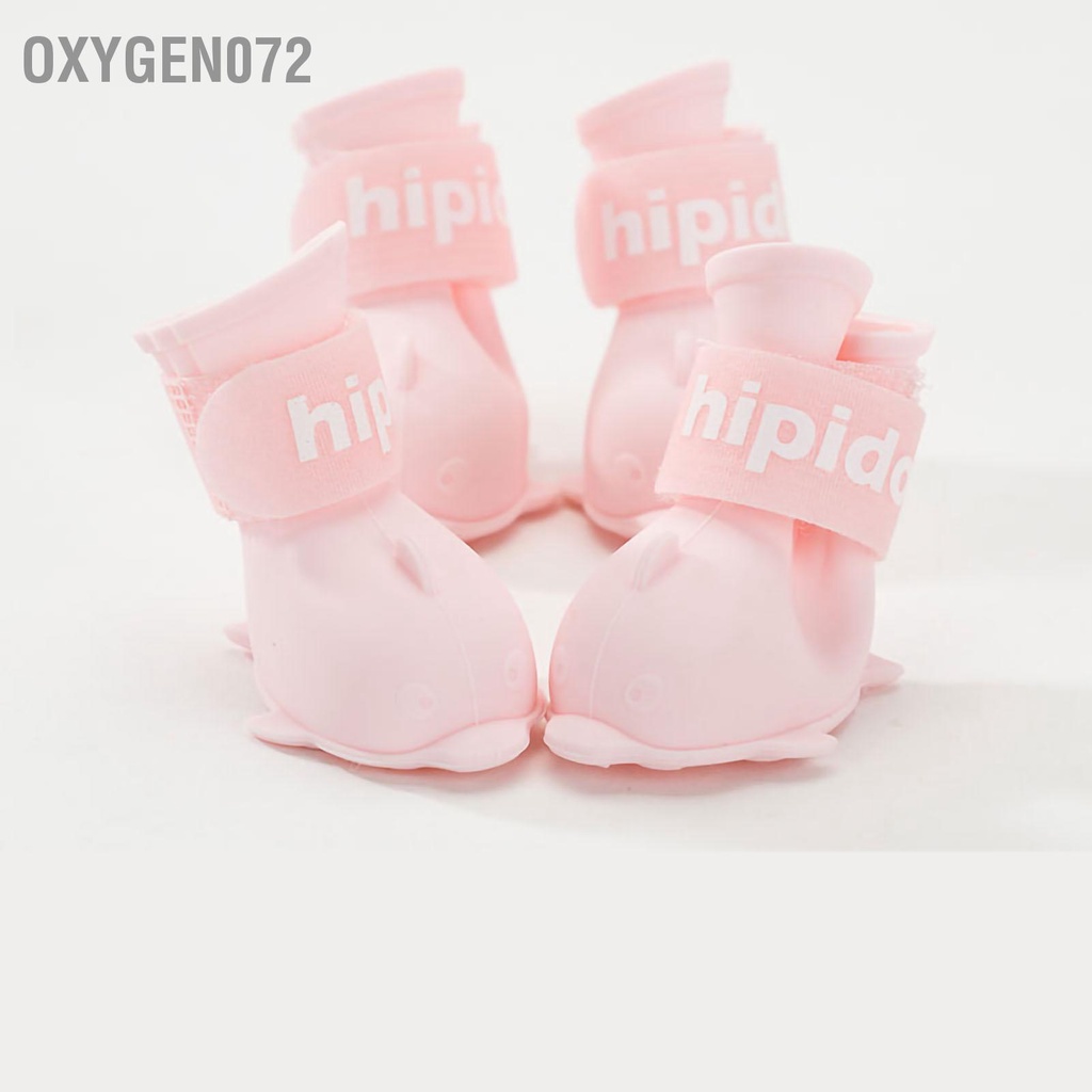 Oxygen072 Thú Cưng Giày Hoạt Hình Dễ Thương Silicone Chống Thấm Nước Chó Đi Mưa Có Móc Và Vòng Cho Pomeranian Bichon Teddy