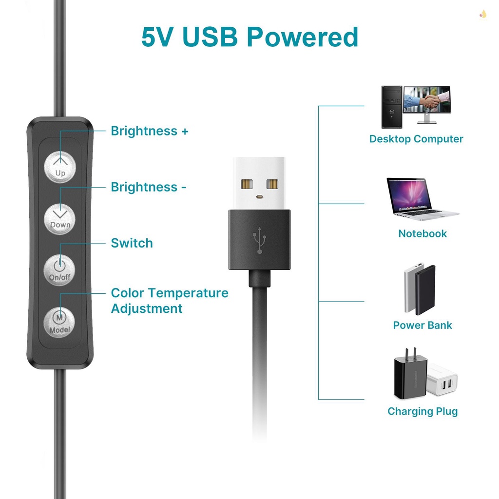 Bảng Đèn LED VIJIM K5 3200K-6500K 8 Cấp Độ Sáng 10W CRI95 + USB Có Giá Đỡ Đầu Tròn Chuyên Dụng Hỗ Trợ Live Streaming Online