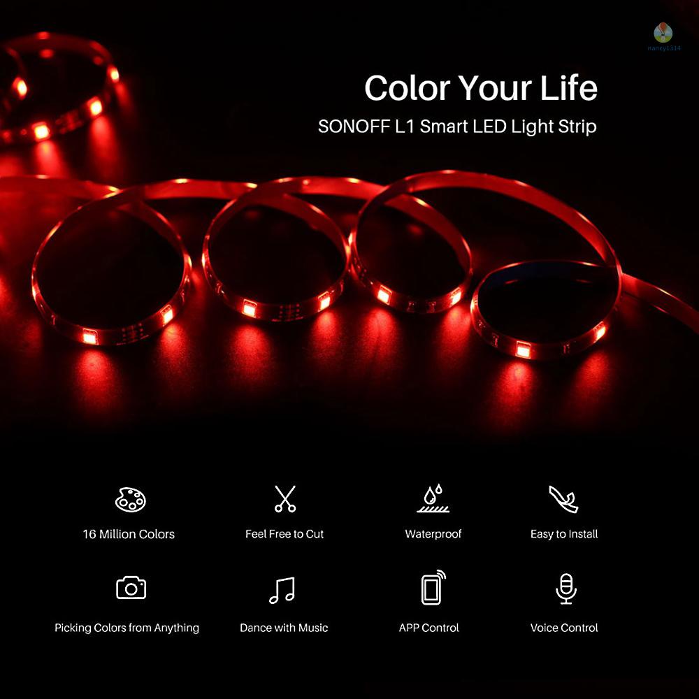 GOOGLE Dải Đèn LED Thông Minh SONOFF L1 2m RGB Chống Thấm Nước Linh Hoạt Kết Nối WiFi Thích Hợp Cho Các Hoạt Động Ngoài Trời