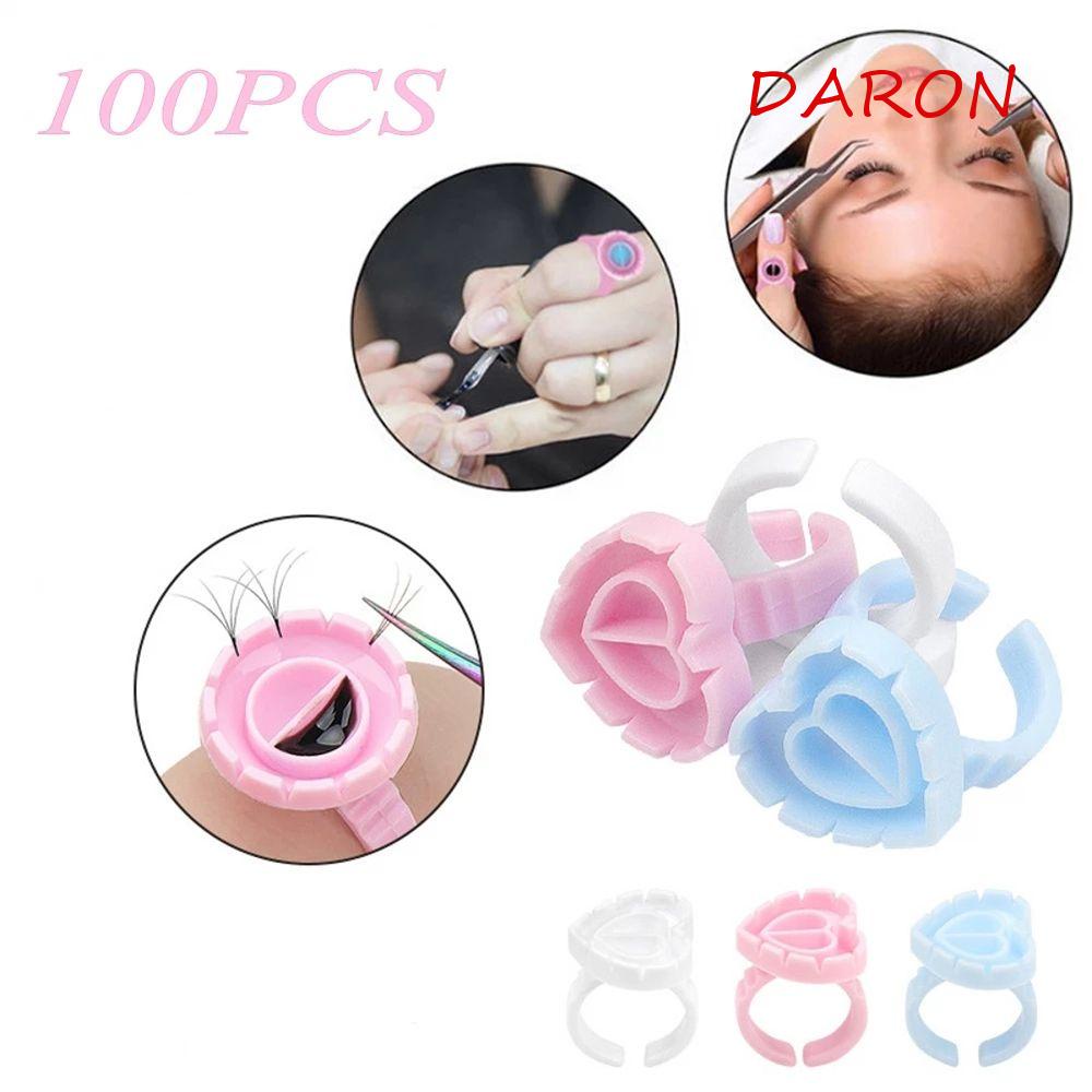 Set 100 Vòng Nhẫn Gắn Lông Mi Giả Dùng Một Lần Trái Tim Giá Đỡ