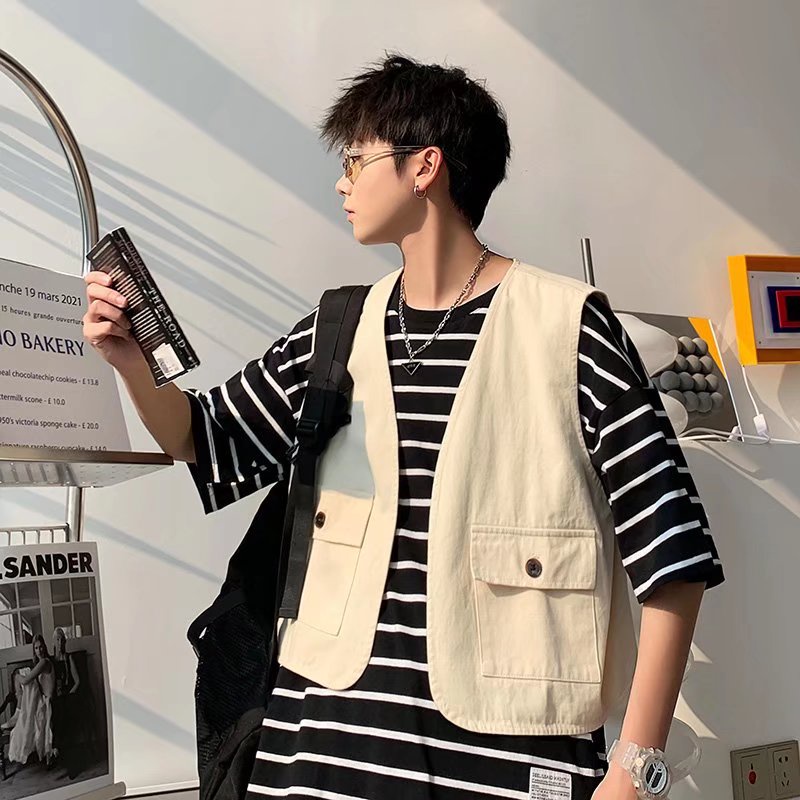 Áo Khoác Không Tay Phối Nhiều Túi Thời Trang Cá Tính Cho Nam