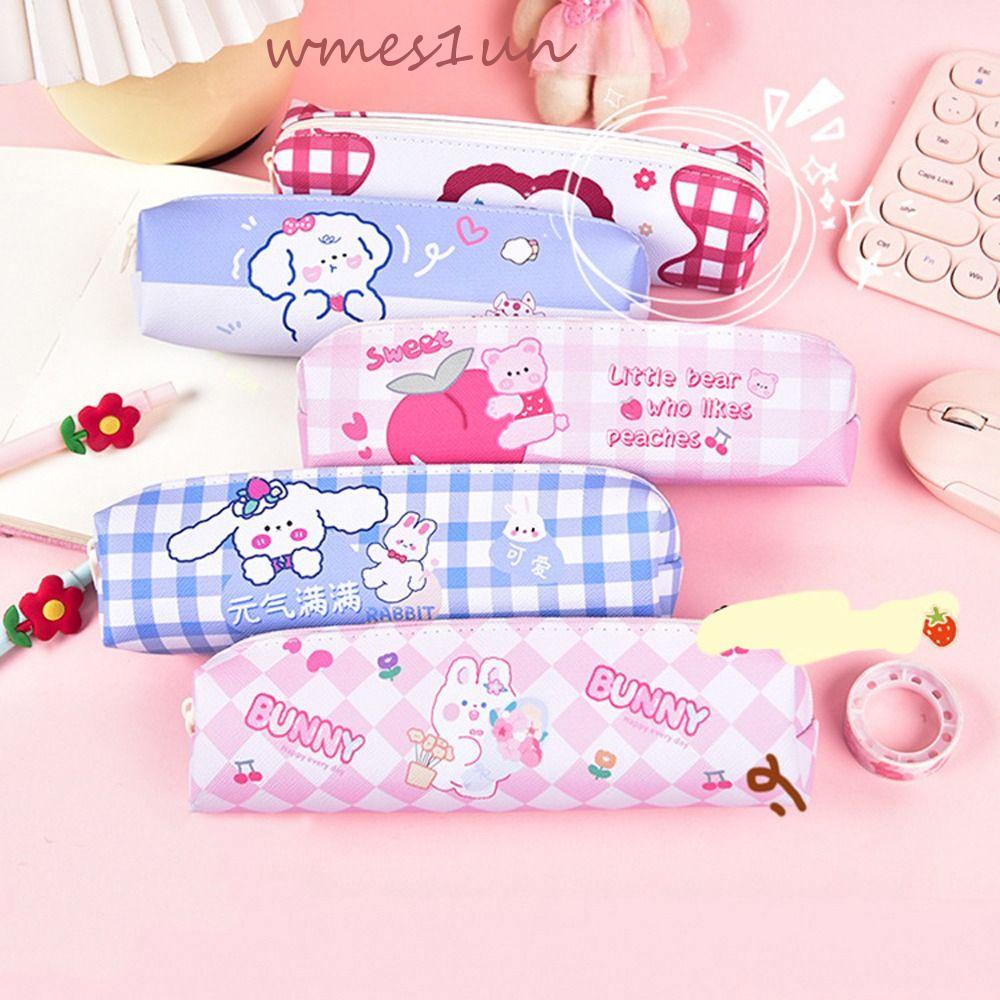 Túi Đựng Mỹ Phẩm WMES15H Bằng Da PU Kẻ Sọc In Họa Tiết Khủng Long Hoạt Hình Kiểu Hàn Quốc Cho Nữ