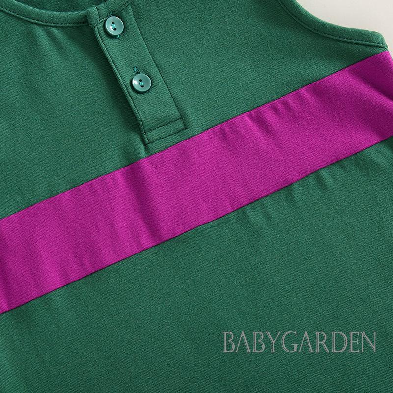 Bộ Áo Liền Quần Mùa Hè Sát Nách Cổ Tròn Màu Sắc Tương Phản Cho Bé Trai 0-18 Tháng Tuổi