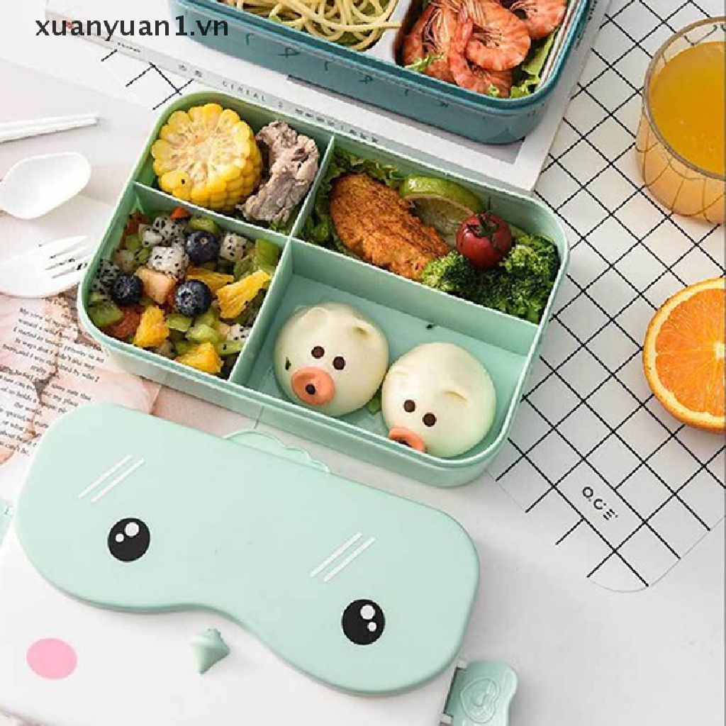 Hộp cơm Hình Chữ Nhật Bằng Nhựa Chống Tràn In Hoạt Hình Dễ Thương Cho Bé