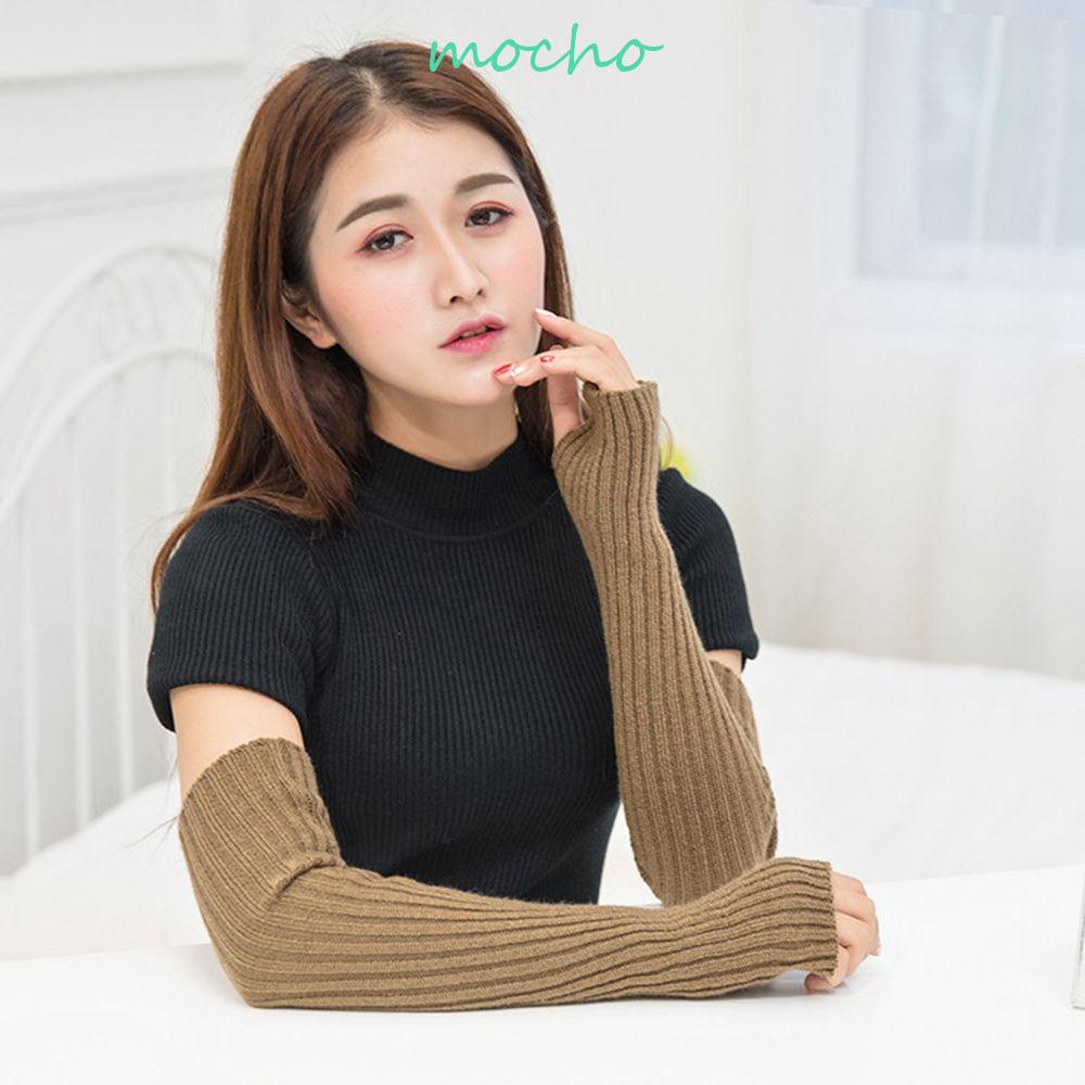 Găng Tay Dệt Kim Hở Ngón Mềm Mại Giữ Ấm Cho Nữ