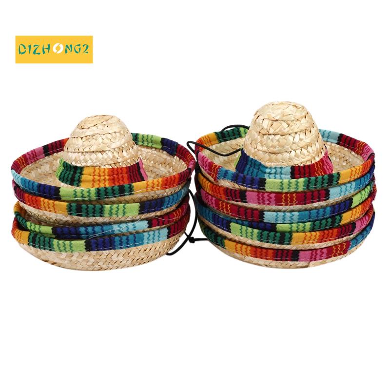 Bộ 10 Nón Rơm Tự Nhiên Mini Trang Trí Tiệc Sinh Nhật Cho Bé