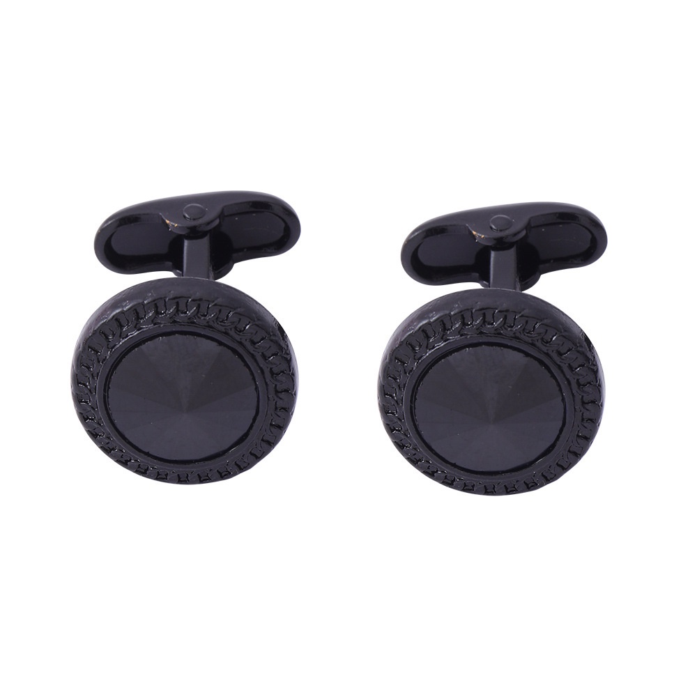 Khuy Măng Sét Kim Loại Đính Đá Đen Cổ Điển Cho Nam