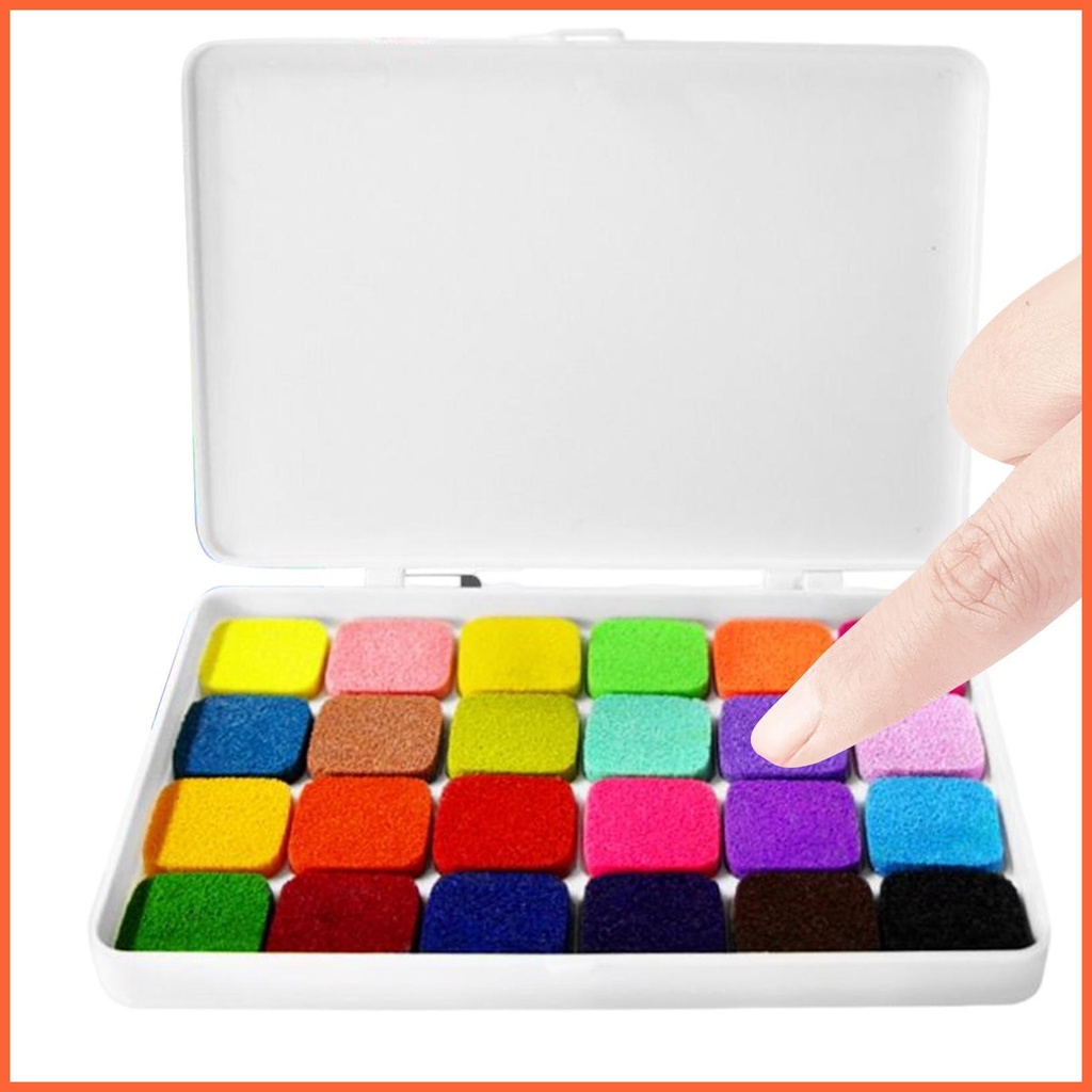 Đệm Mực In Dấu Vân Tay 12 / 24 Màu Có Thể Giặt Sạch Dành Cho Trẻ Em DIY