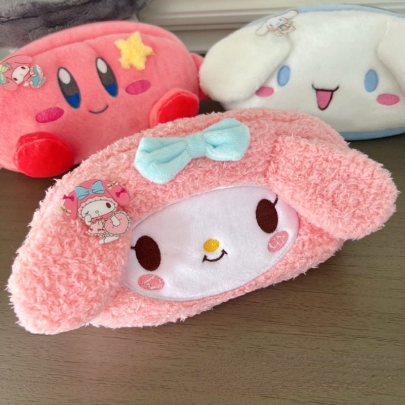 Sanrio Túi Đựng Bút Chì / Mỹ Phẩm Cỡ Lớn Hình Kuromi My Melody Cinnamoroll Nhồi Bông Dễ Thương Cho Học Sinh