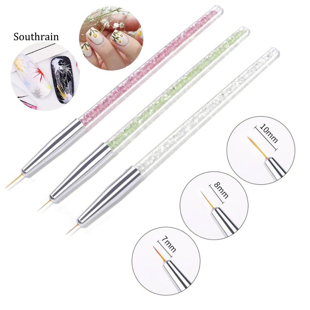 Set 3 Bút Vẽ Móng Nghệ Thuật Đa Năng Siêu Nhẹ Bằng Nhựa Màu Sắc Sống Động