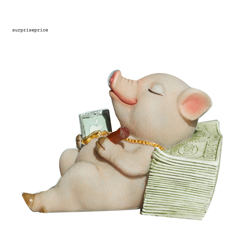 Spa Tượng Heo Đọc Sách Chuyển Động Bằng Nhựa Resin Thủ Công Để Bàn Trang Trí Nội Thấ