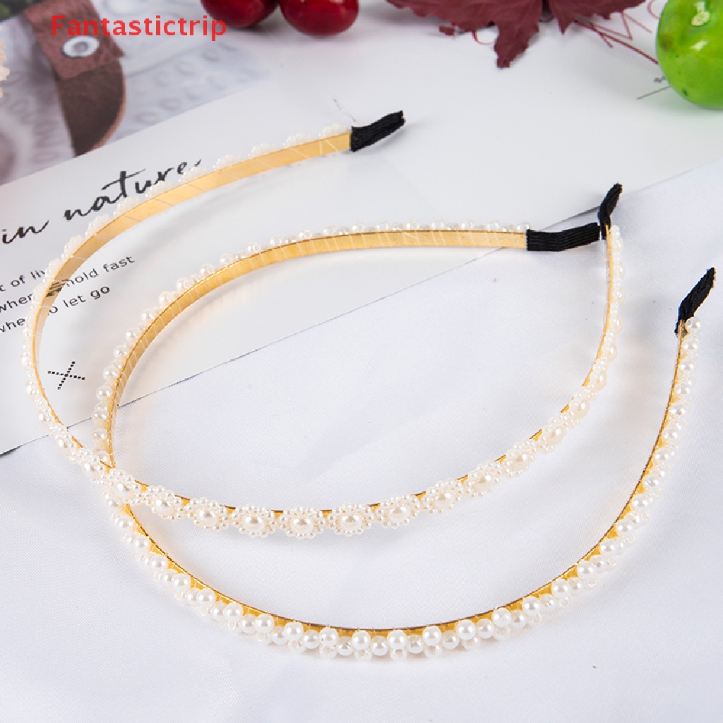 [Fantastictrip] Băng Đô Hoa Thắt Nơ Đính Ngọc Trai Nhân Tạo Handmade Phong Cách Hàn Quốc Dành Cho Nữ