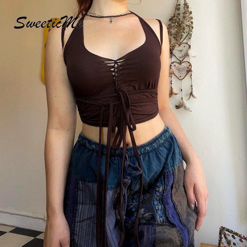 Áo Dây Hở Lưng Dáng Ôm Màu Trơn Thời Trang Mới 2023 Dành Cho Bạn Nữ