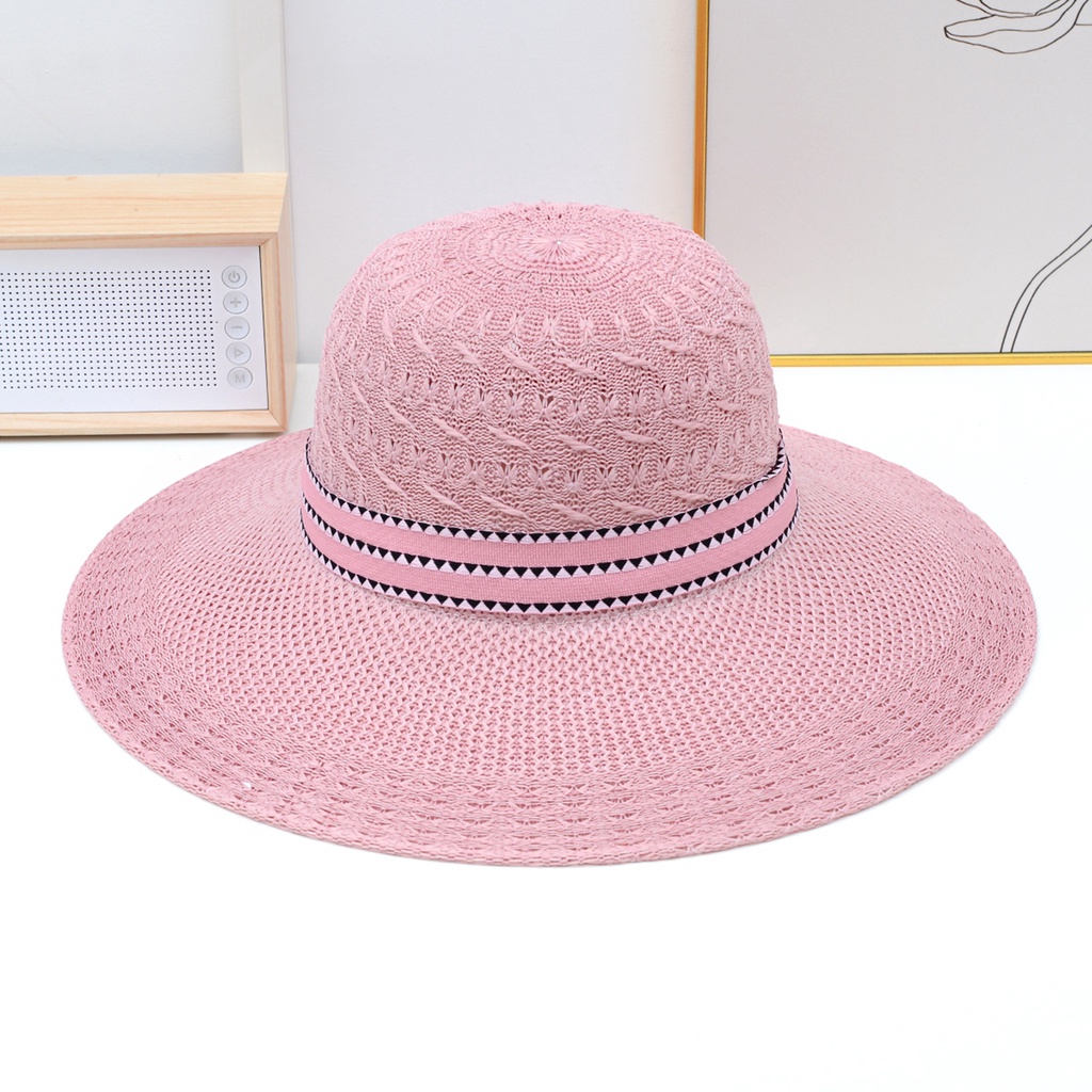 Mũ Rộng Vành Thoáng Khí Đính Nơ Thời Trang Cho Nữ