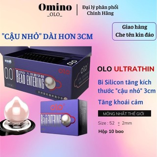 Bao cao su bi lớn tăng kích thước 3cm OLO BEAD ENTE, bcs bi silicon hộp 10c - Omino