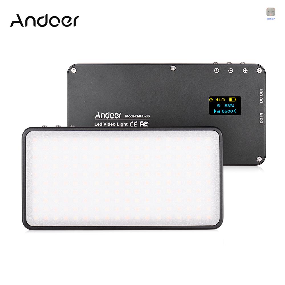Đèn LED Chụp Ảnh Andoer MFL-06 Mini 3000-6500K 180 Bóng Tích Hợp Pin Li-ion Cho Máy Ảnh DSLR