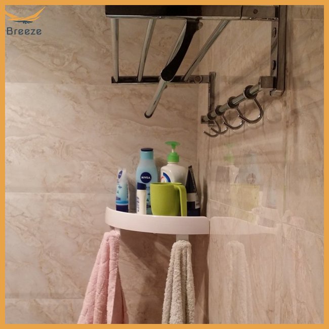 Giá Đỡ Hình Tam Giác Gắn Góc Tường Kèm Móc Treo Cho Phòng Tắm