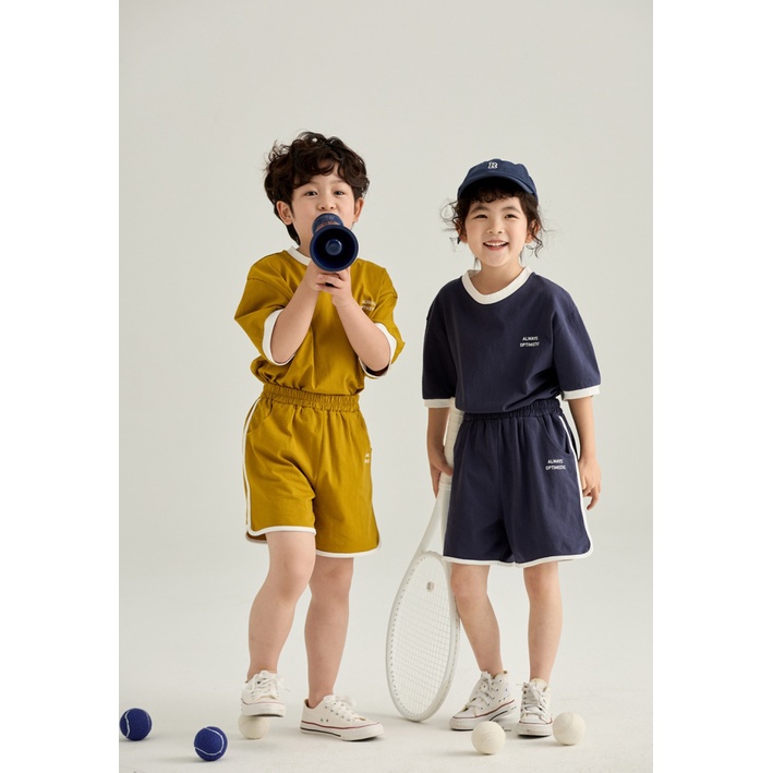 Bộ Đồ Thể Thao Áo Thun Tay Ngắn Phối Quần Short Raglan Dáng Rộng Thời Trang Mùa Hè Cho Bé Trai Và Gái