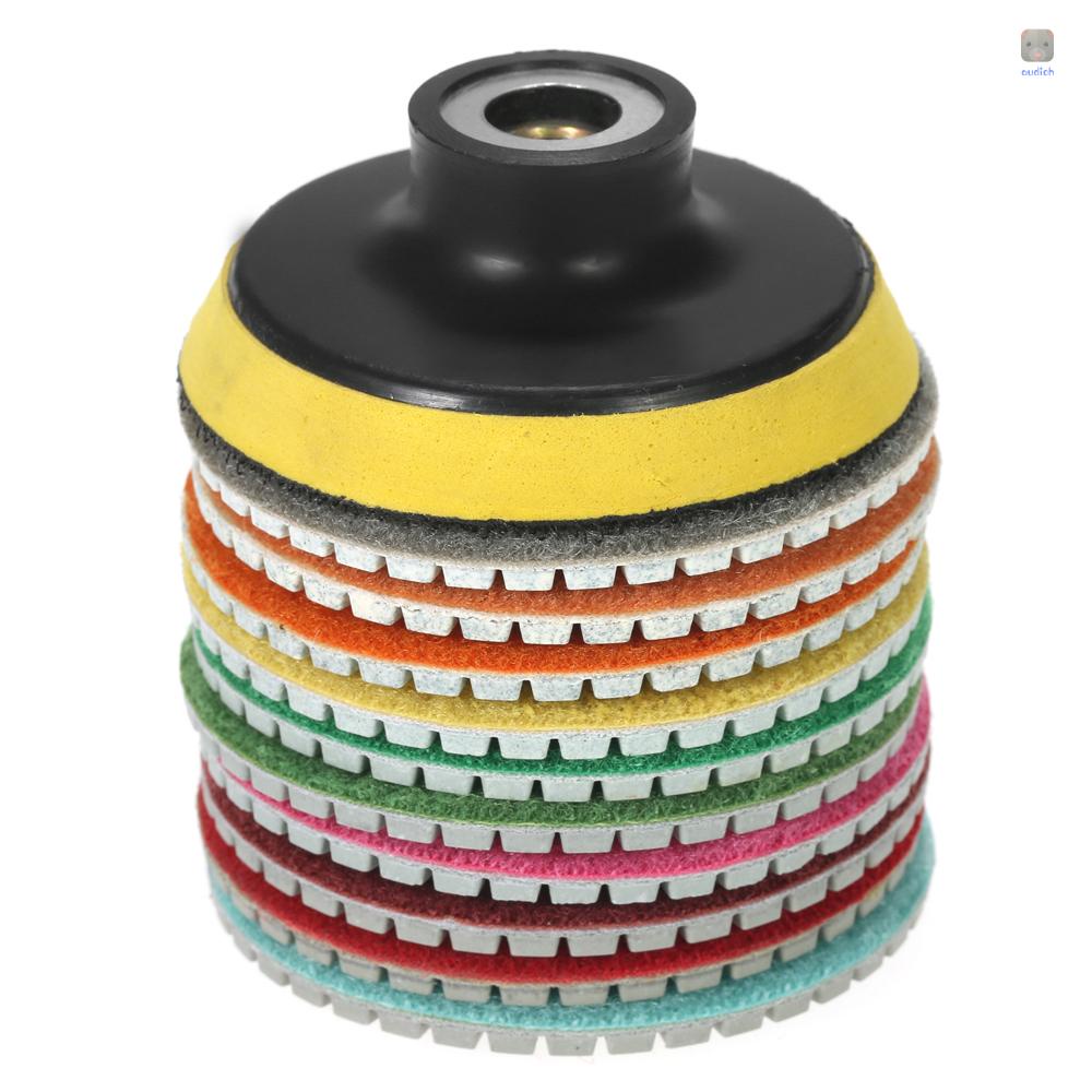 Set 10 Đĩa Đánh Bóng Linh Hoạt 3 inch + 1 Tấm Đệm Lưng Cho Máy Mài Đá Hoa Cương / Đá Hoa Cương / Gạch Men