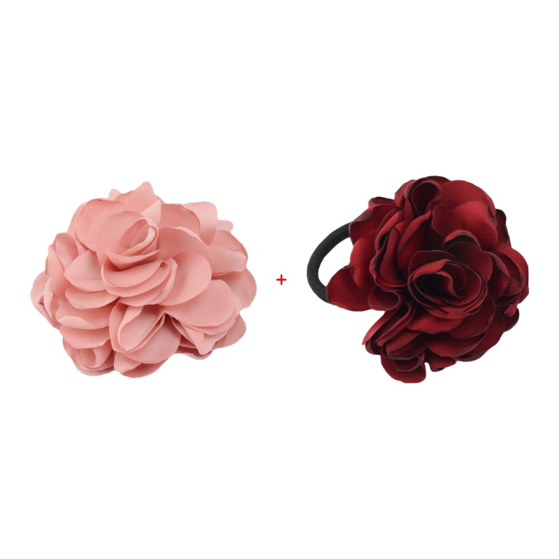 Set 2 Dây Cột Tóc Co Giãn Đính Hoa Handmade Thời Trang Cho Nữ