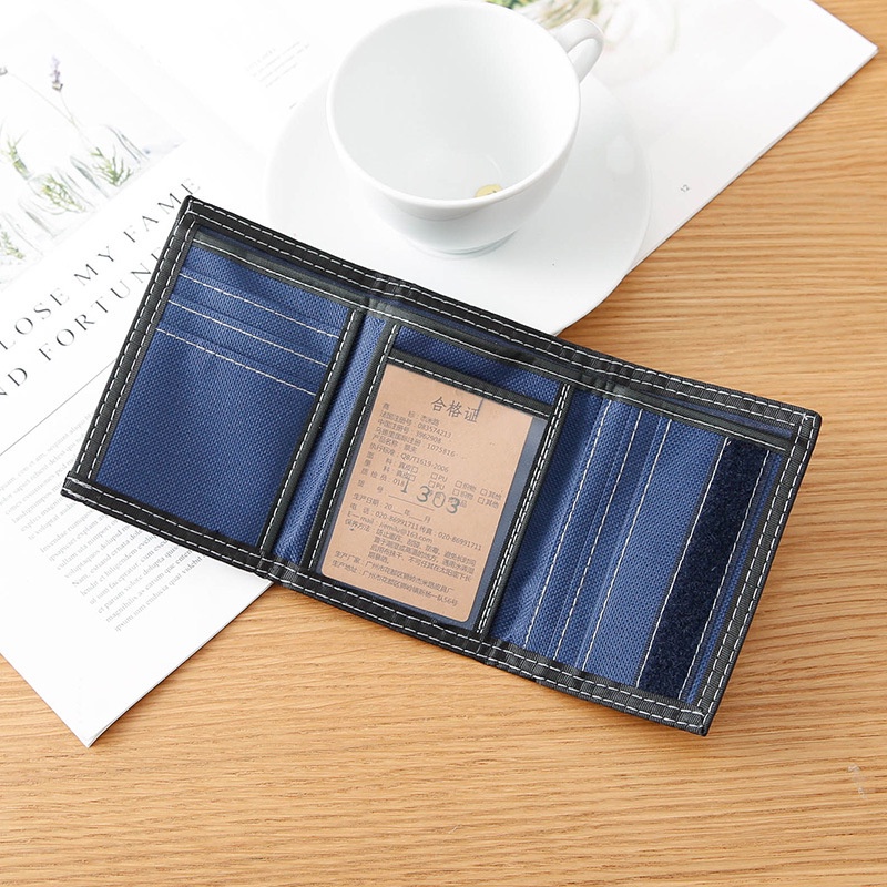 Ví Canvas Gấp Dáng Ngắn Có Khóa Kéo Thời Trang Cho Nam