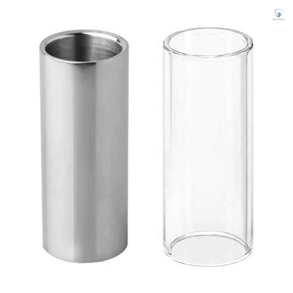 Set 2 Thanh Trượt Ngón Tay Bằng Inox Kèm Thanh Trượt Kính Chuyên Dụng Cho Đàn Guitar Bass