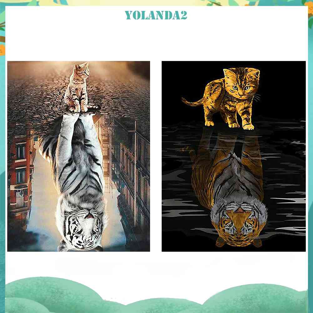 Tranh Đính Đá Kim Cương Toàn Bộ 5D DIY Hình Vẽ Mèo / Hổ