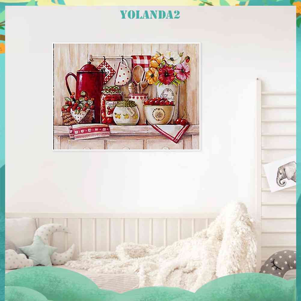 Tranh Đính Đá Kim Cương Toàn Bộ 5D DIY Hình Vẽ Nghệ Thuật Trang Trí Nhà Bếp