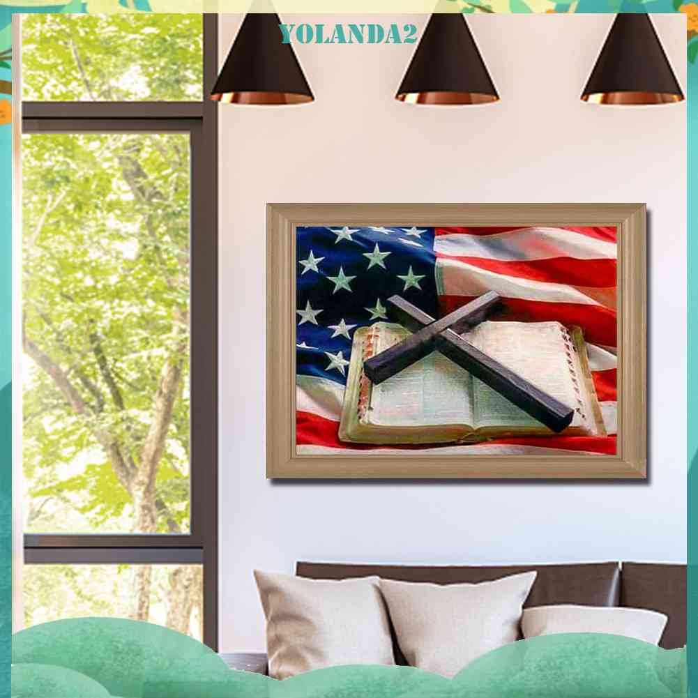 Tranh Đính Đá Kim Cương Toàn Bộ 5D DIY Hình Cờ Mỹ