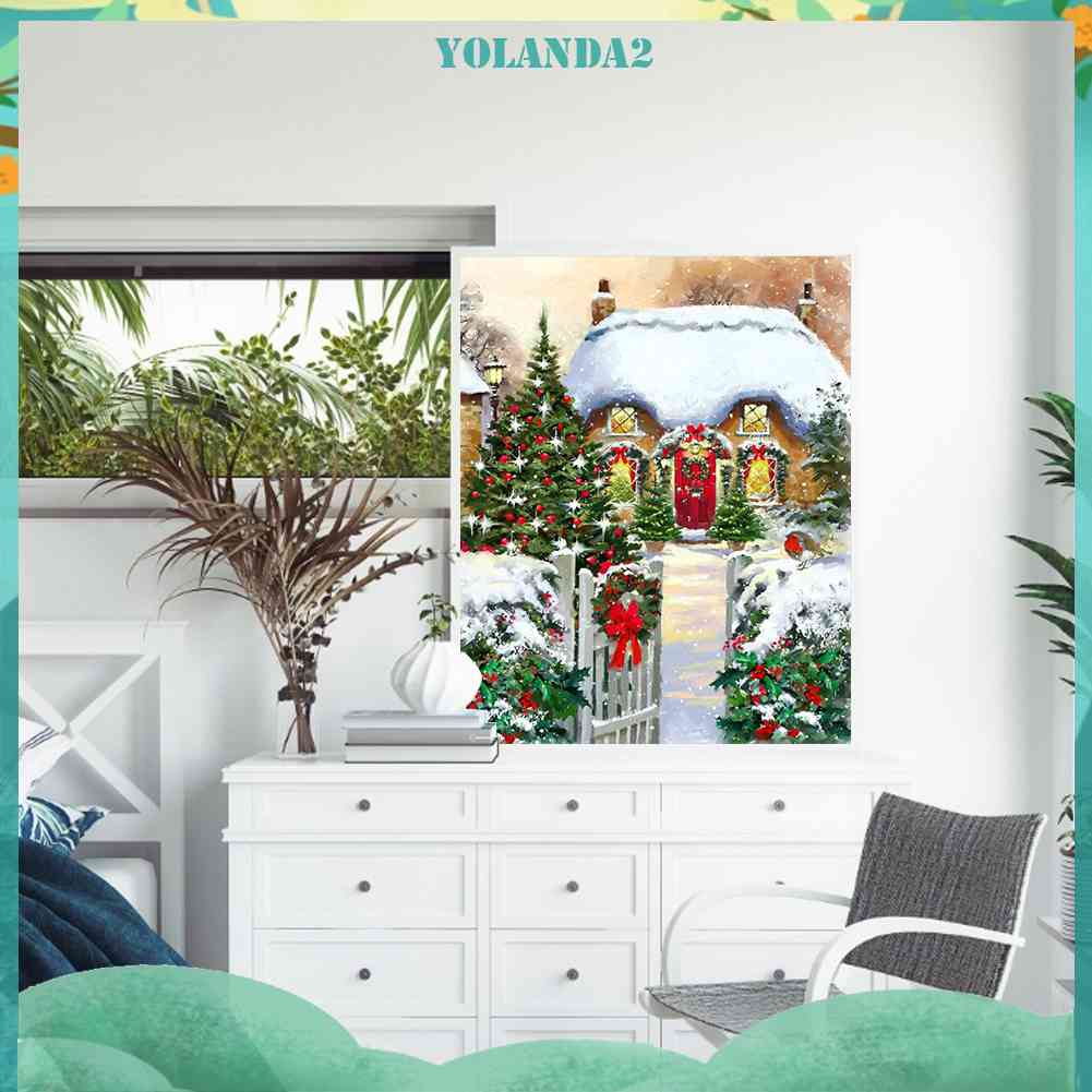 Tranh Đính Đá Kim Cương Toàn Bộ 5D DIY Hình Vẽ Vườn Giáng Sinh