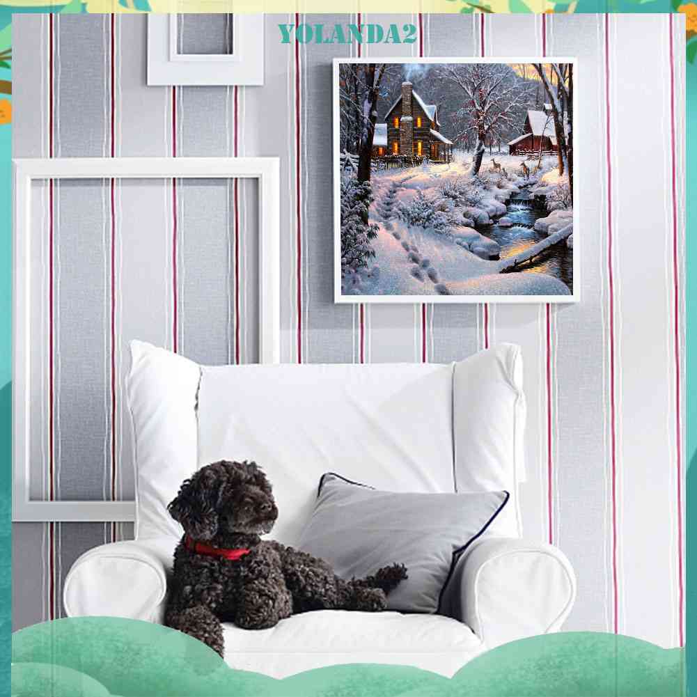 Tranh Đính Đá Kim Cương Toàn Bộ 5D DIY Hình Phong Cảnh Tuyết Trang Trí Nhà Cửa