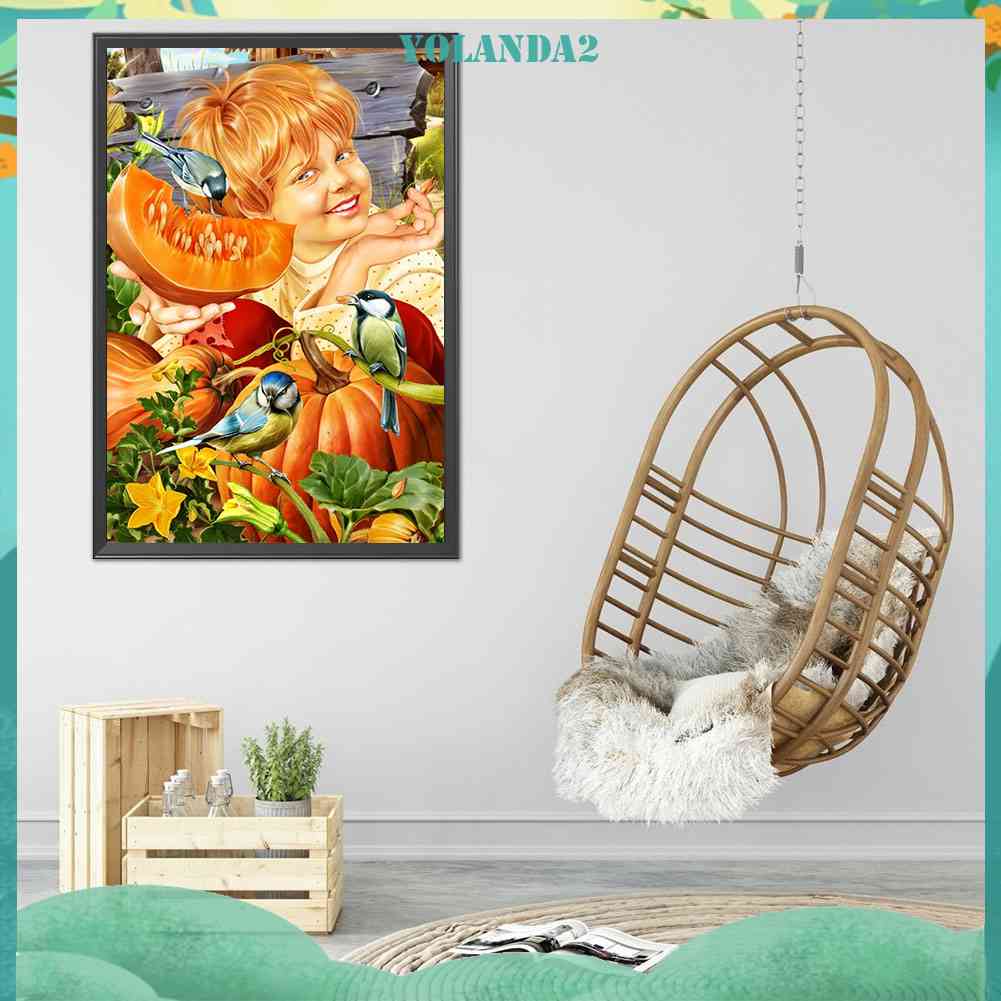 Tranh Đính Đá Kim Cương Toàn Bộ 5D DIY Hình Vẽ Bí Ngô