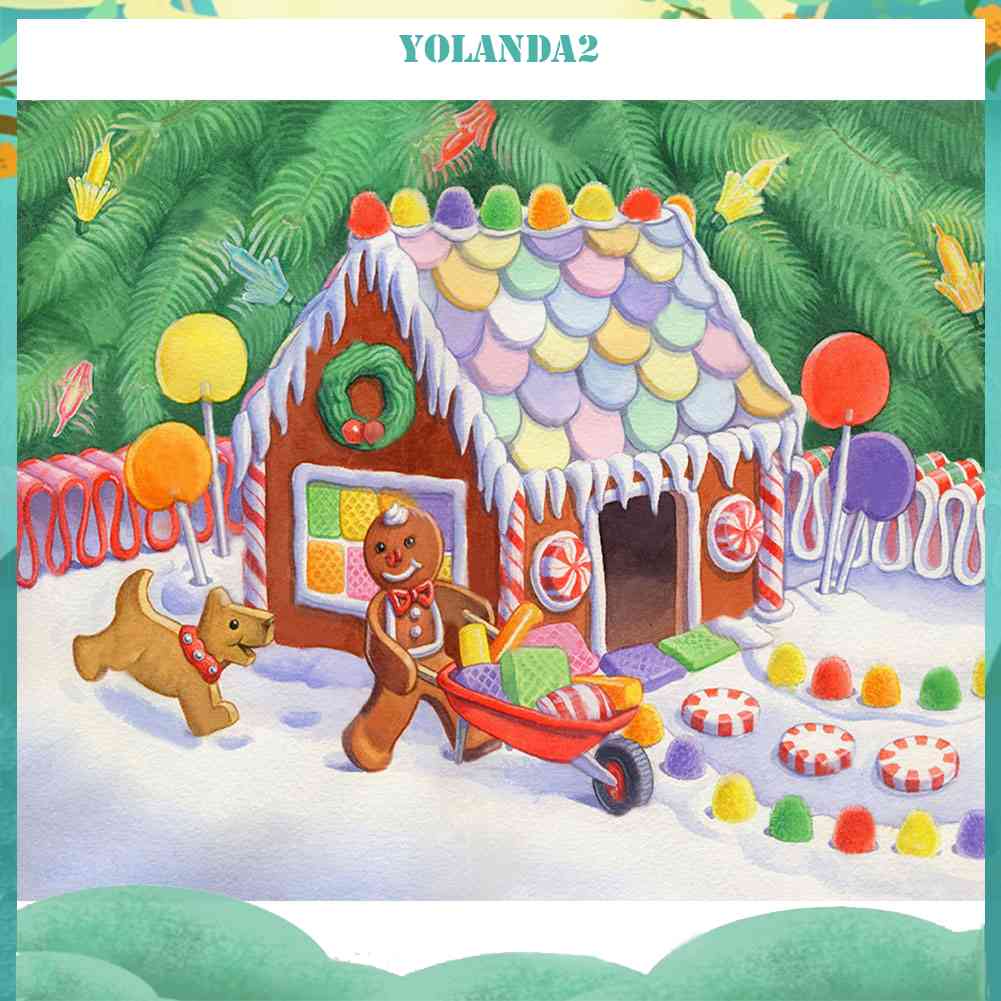 Tranh Đính Đá Kim Cương Toàn Bộ 5D DIY Hình Ngôi Nhà Kẹo Giáng Sinh