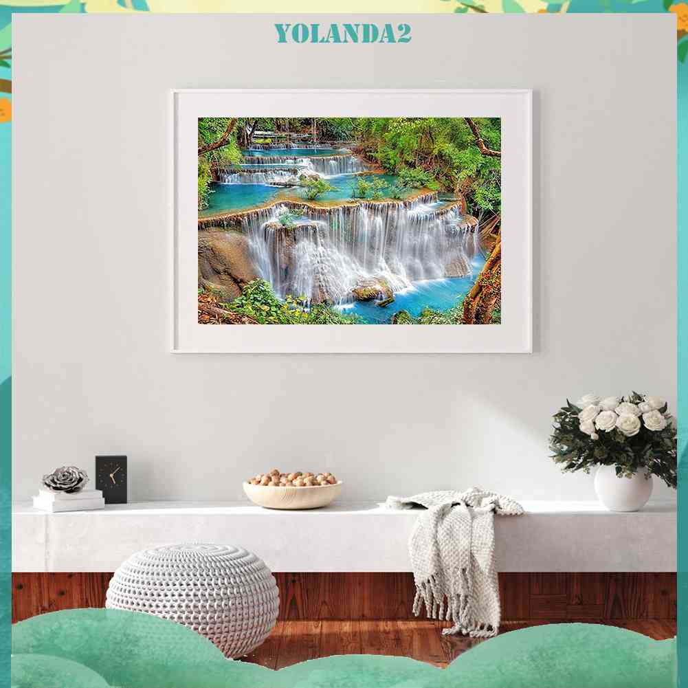 Bộ Tranh Đính Đá Kim Cương Toàn Bộ Họa Tiết Thác Nước Rừng Cây Dùng Trang Trí