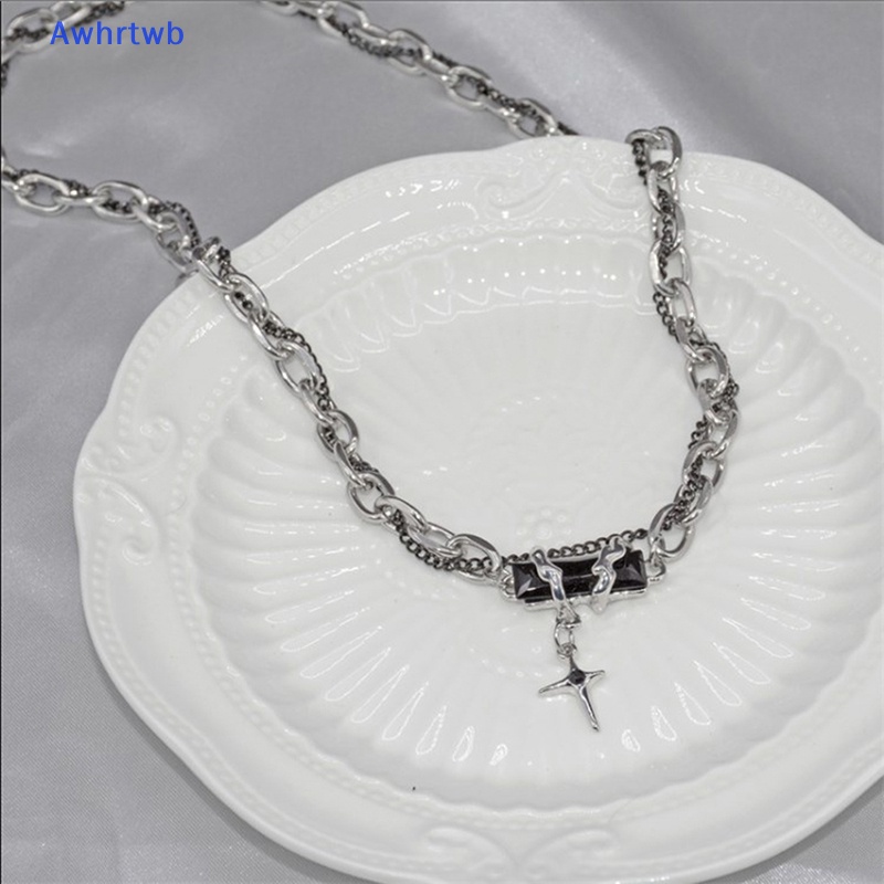 Vòng Cổ Choker Bằng Thép Titan Mặt Thánh Giá Đính Đá Zircon Đen Thời Trang Cho Nam Và Nữ Mới