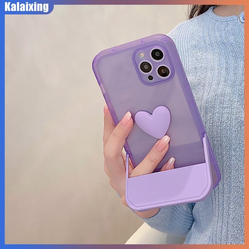 Ốp Điện Thoại Cứng Trong Suốt Có Giá Đỡ Hình Trái Tim Cho iPhone 14 Pro Max 13 Pro Max 7Plus 8Plus